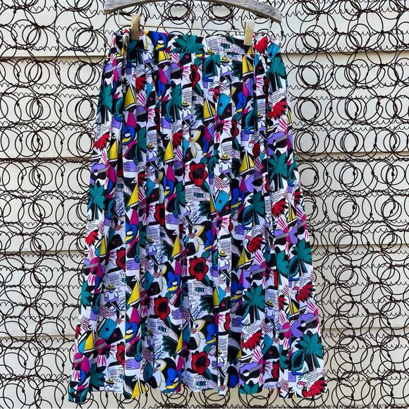 Vintage Diane Von Furstenberg pop art comic graffiti Perma pleated skirt MEDIUM - Picture 1 of 6
